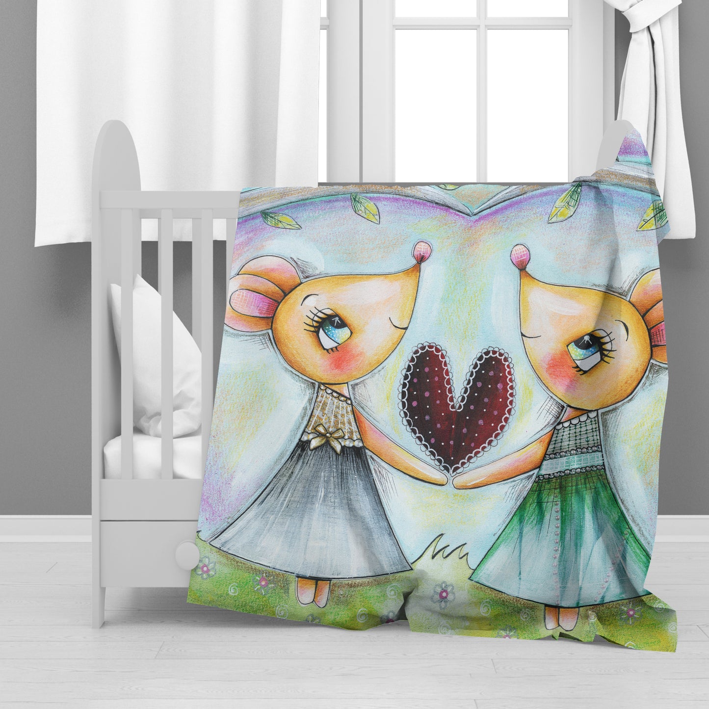 Arching Tree Mouse Love Minky Blanket