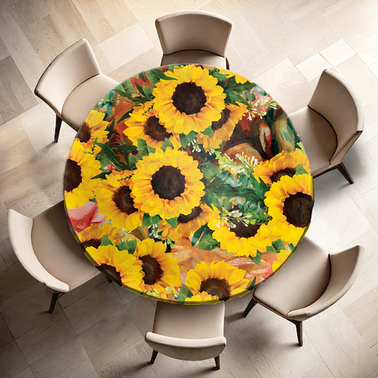 Arrangement of Sunflowers Round Tablecloth By Mark Van Vuuren