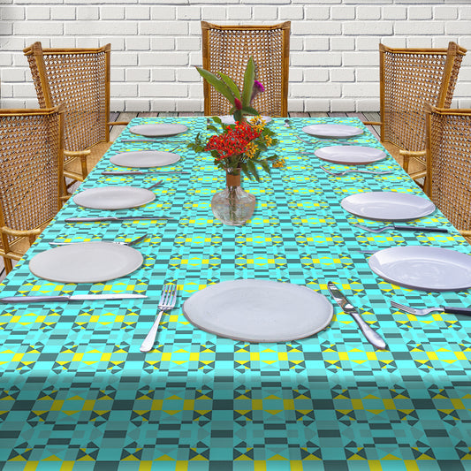 Artistic Turquoise Pattern 3m Rectangle Tablecloth