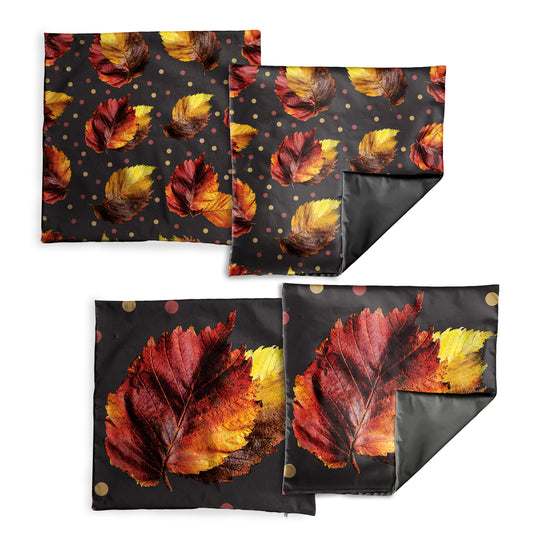 Autumn Leaves and Dots Luxury Scatter Covers (Set of 4)