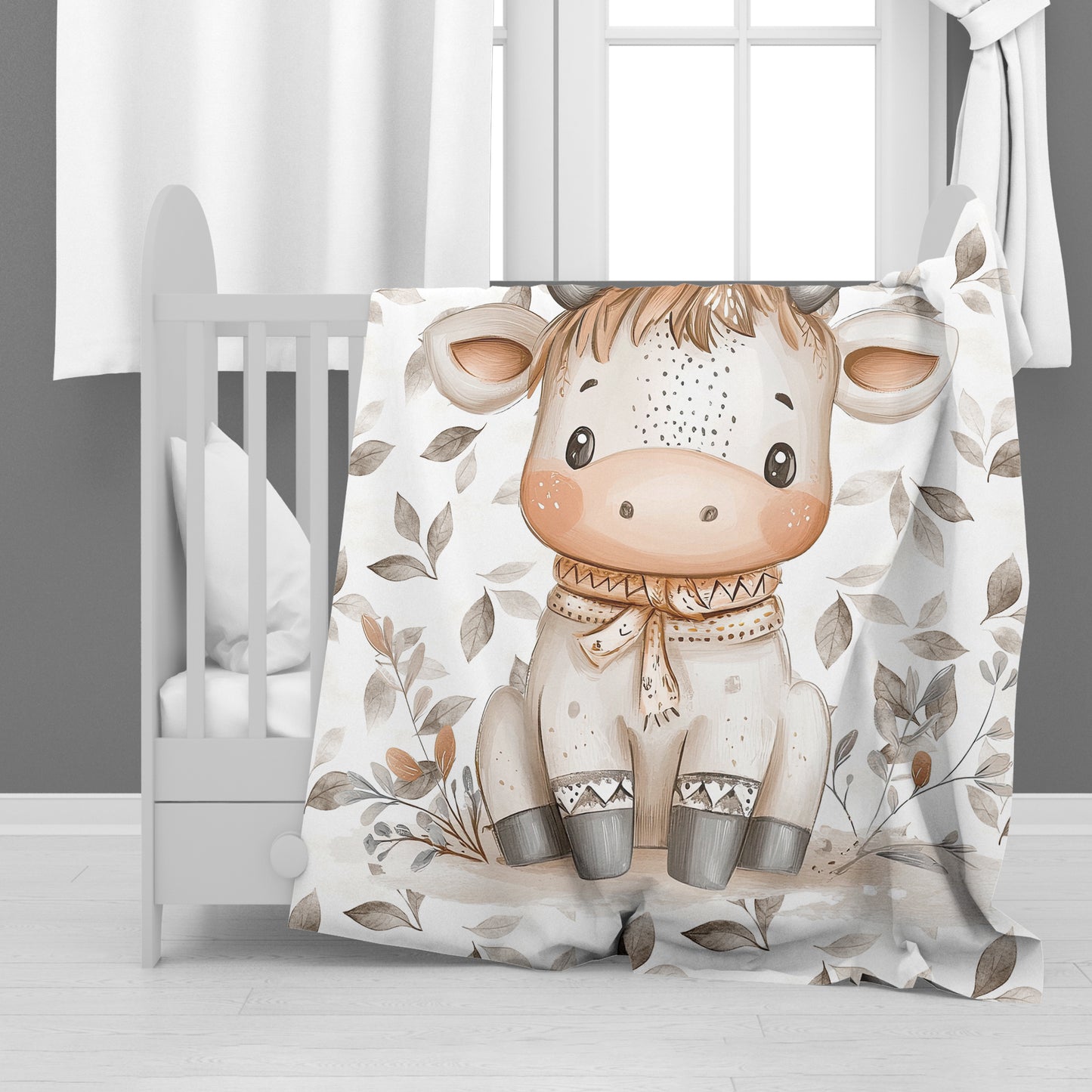 Autumn Baby Cow Baby Fleece Blanket by Mark van Vuuren
