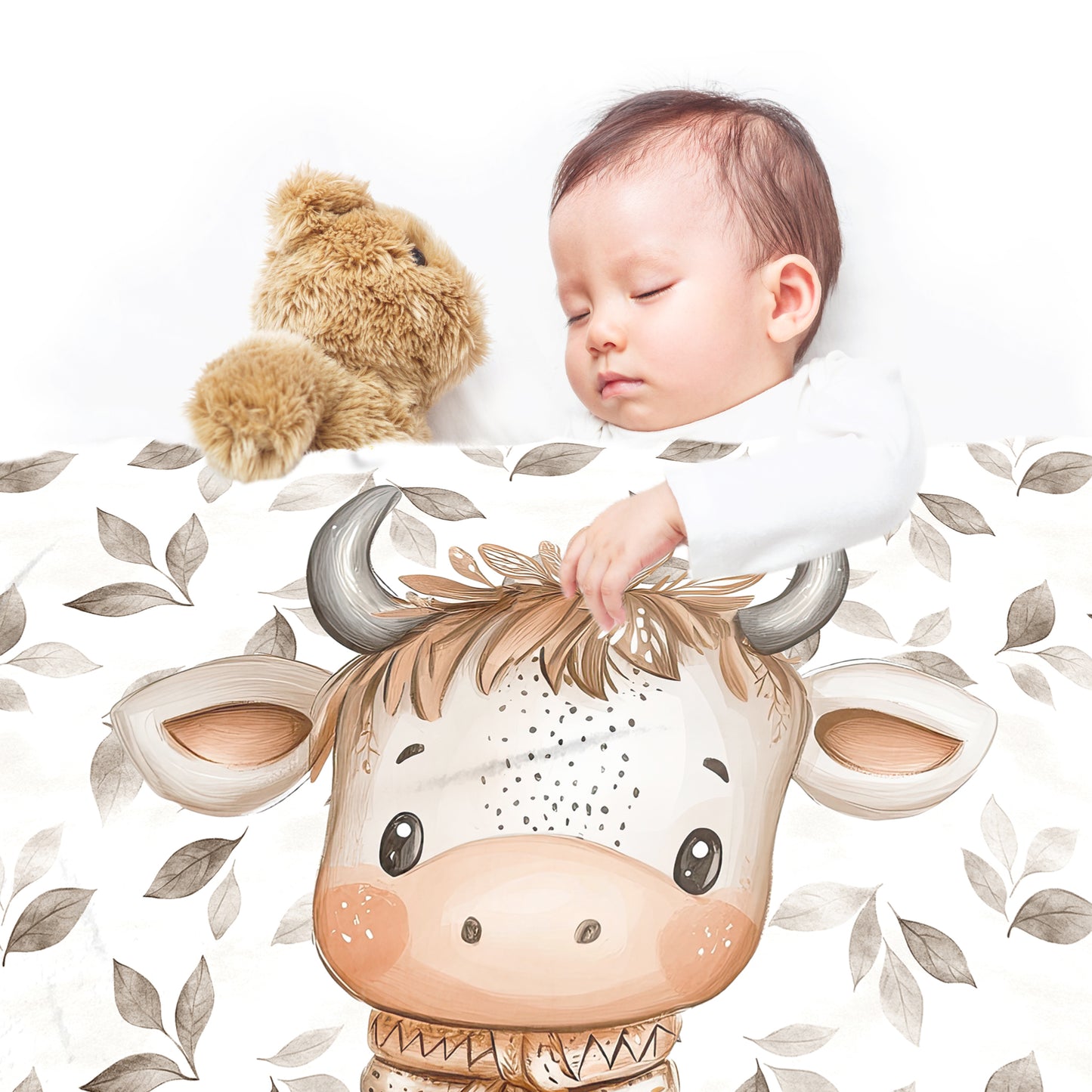 Autumn Baby Cow Baby Fleece Blanket by Mark van Vuuren