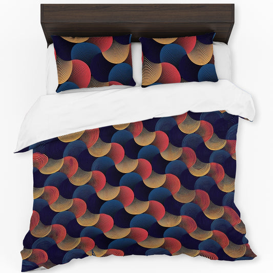 Autumn Colours and Blue Pattern Duvet Cover Set
