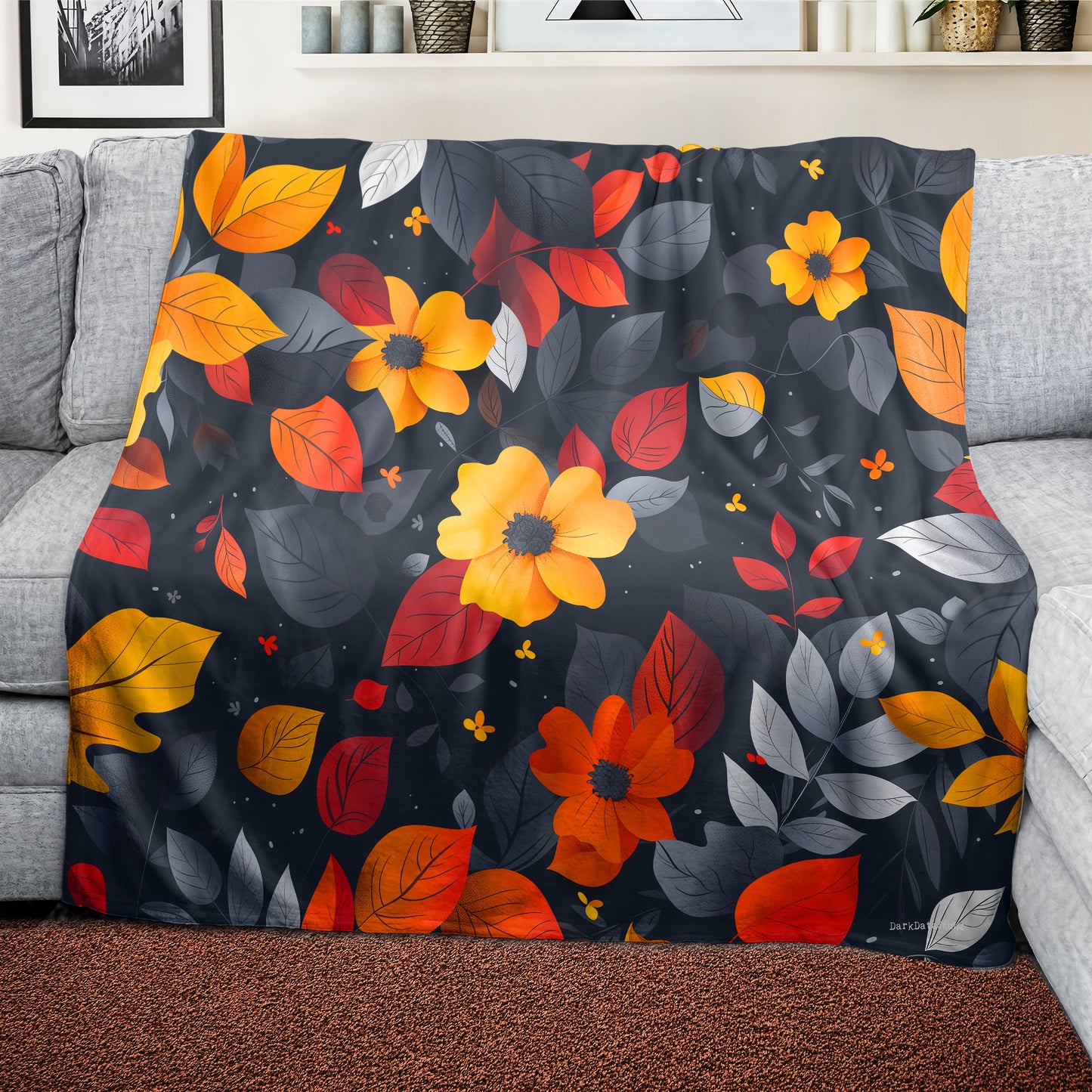 Autumn Florals Light Weight Fleece Blanket by Wikus Schalkwyk