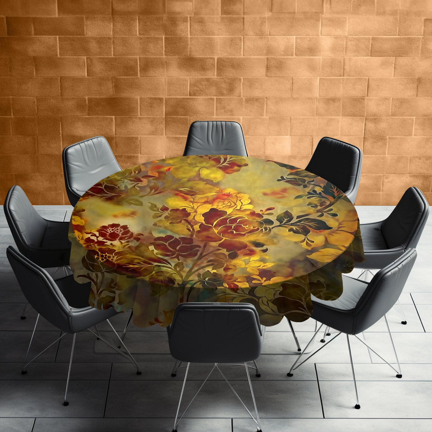 Autumn Garden Round Tablecloth