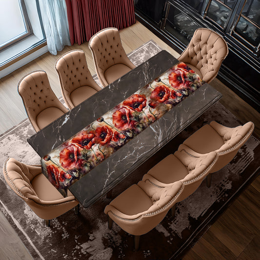 Autumn Poppies Table Runner