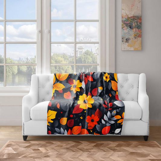 Autumn Florals Light Weight Fleece Blanket by Wikus Schalkwyk
