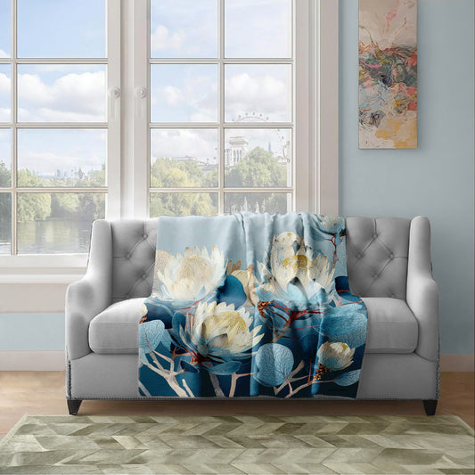 Azure Bloom Light Weight Fleece Blanket by Wikus Schalkwyk