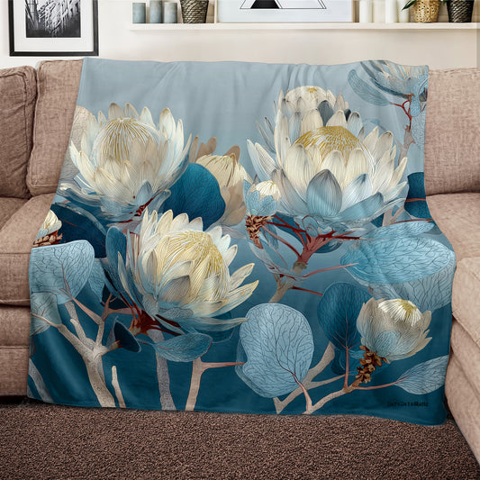 Azure Bloom Light Weight Fleece Blanket by Wikus Schalkwyk