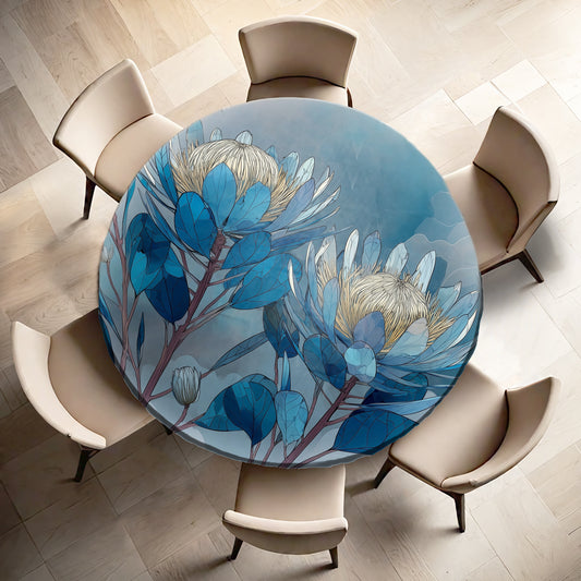 Azure Bloomscape Round Tablecloth by Wikus Schalkwyk