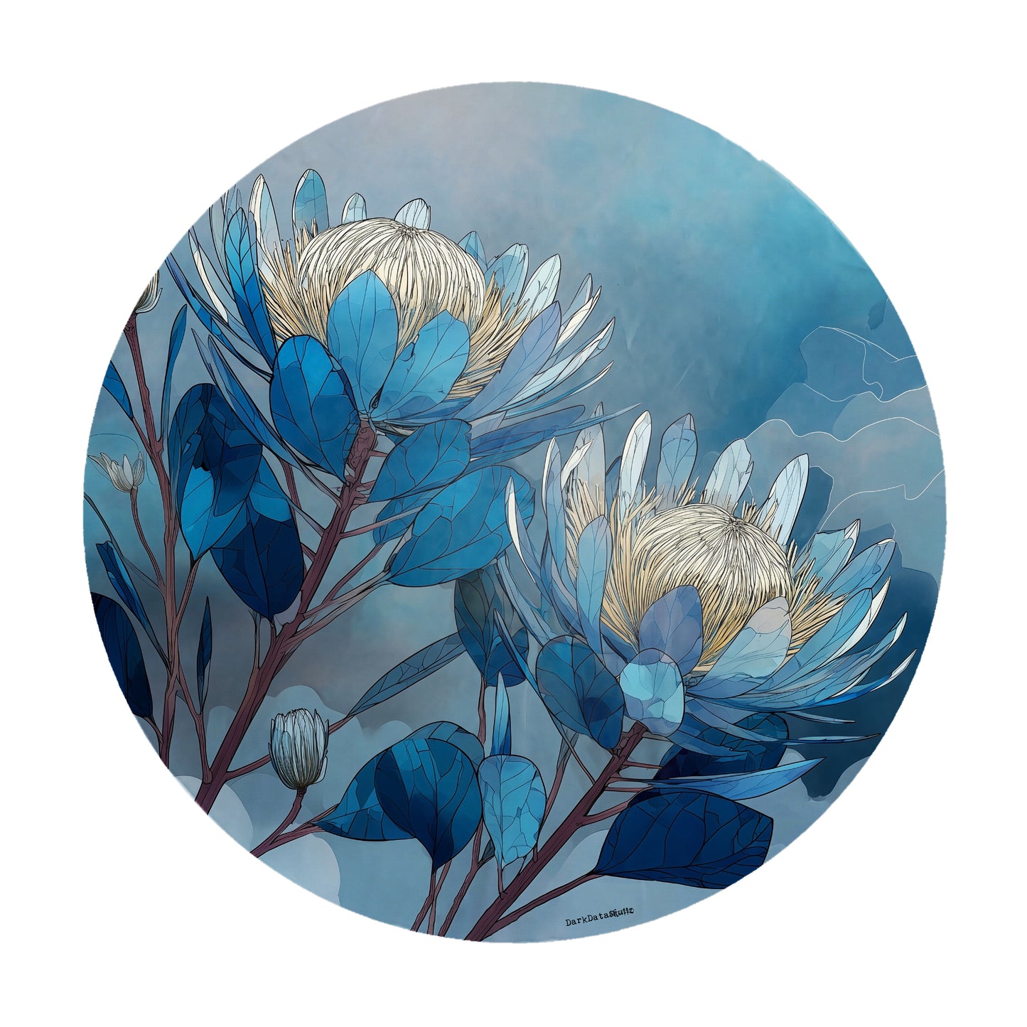 Azure Bloomscape Round Tablecloth by Wikus Schalkwyk