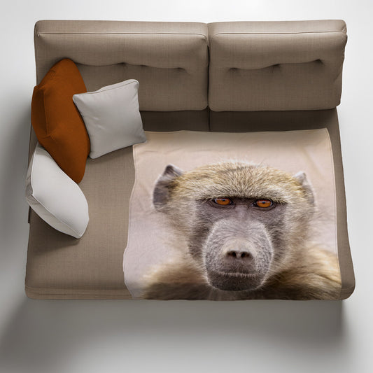 Baboon Portrait Light weight fleece blanket By By Fanie]] Heymans