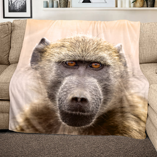 Baboon Portrait Light Weight Fleece Blanket By By Fanie Heymans