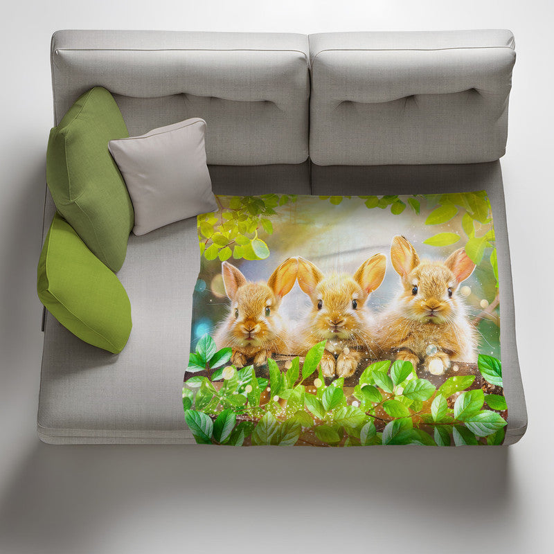 Baby Rabbit Light Weight Fleece Blanket