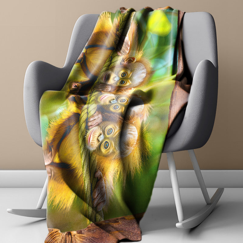 Baby Orangutang Light Weight Fleece Blanket