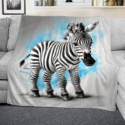 Baby Blue Zebra Light Weight Fleece Blanket By Nathan Pieterse