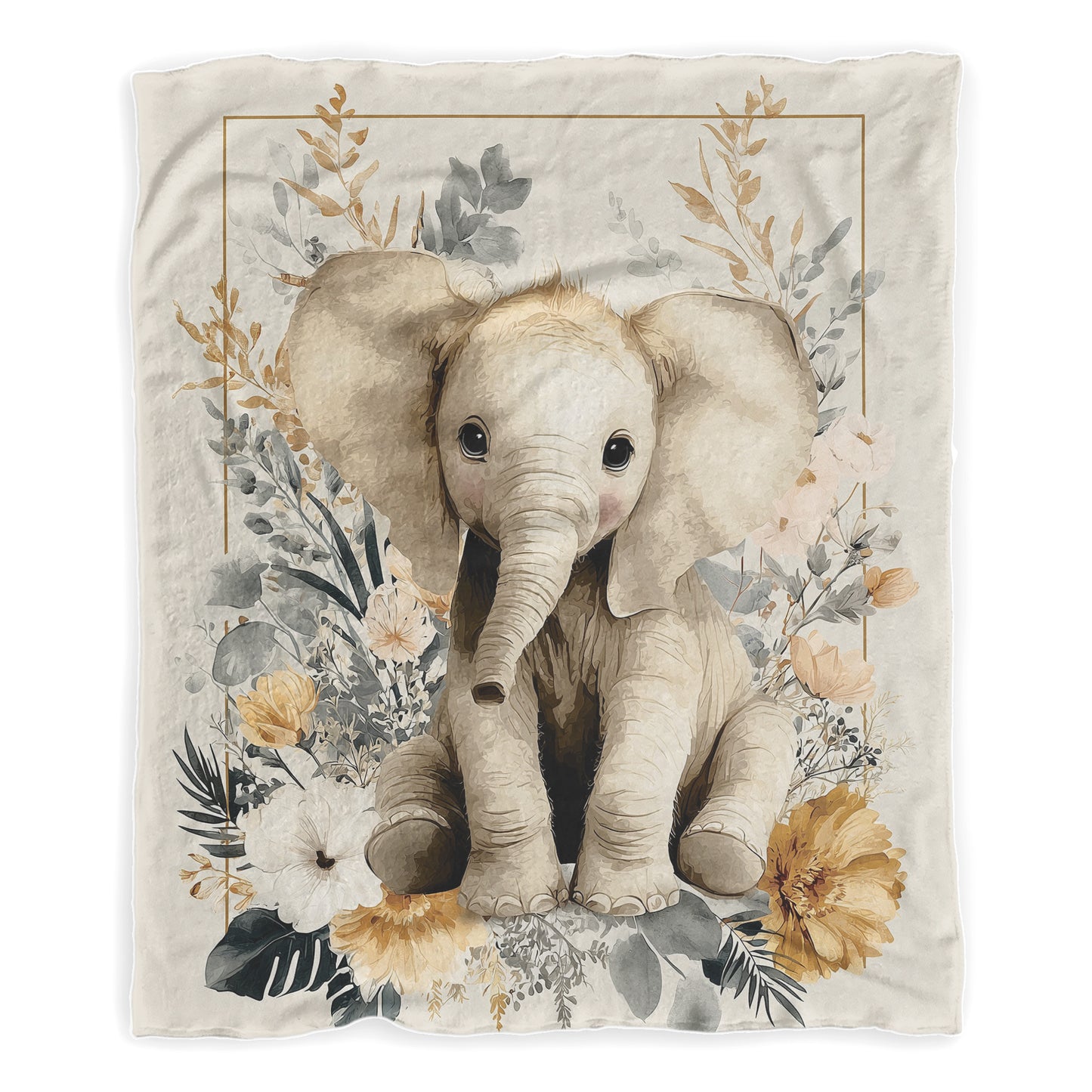 Baby Elephant Floral Frame by Wikus Schalkwyk