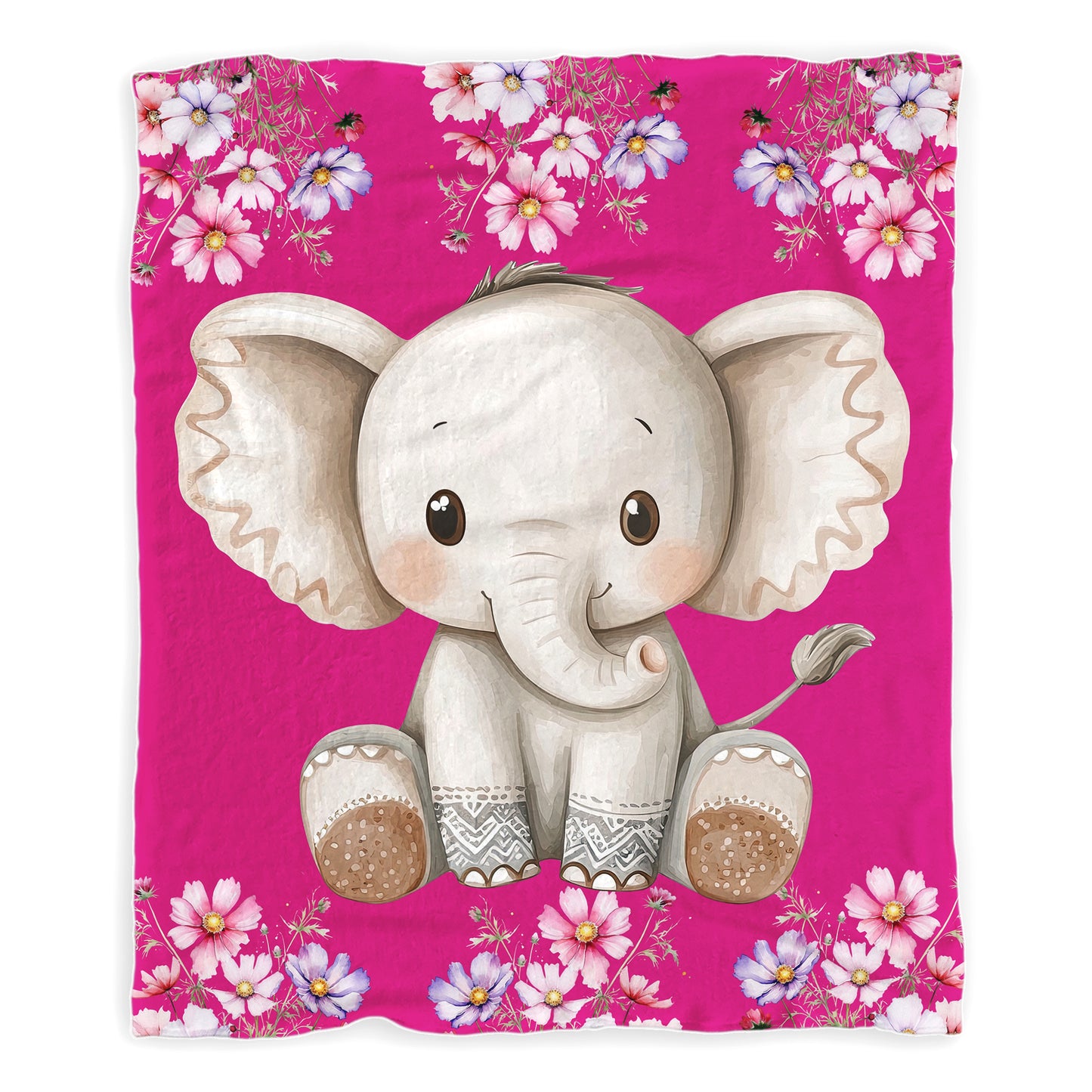 Baby Elephant Pink Baby Fleece Blanket by Mark van Vuuren