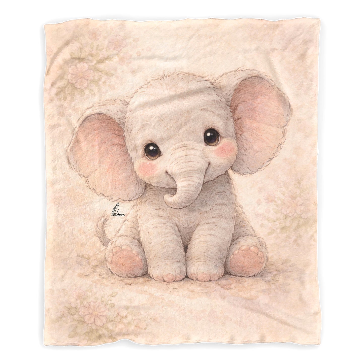 Baby Elephant Watercolor Baby Fleece Blanket by Nathan Pieterse