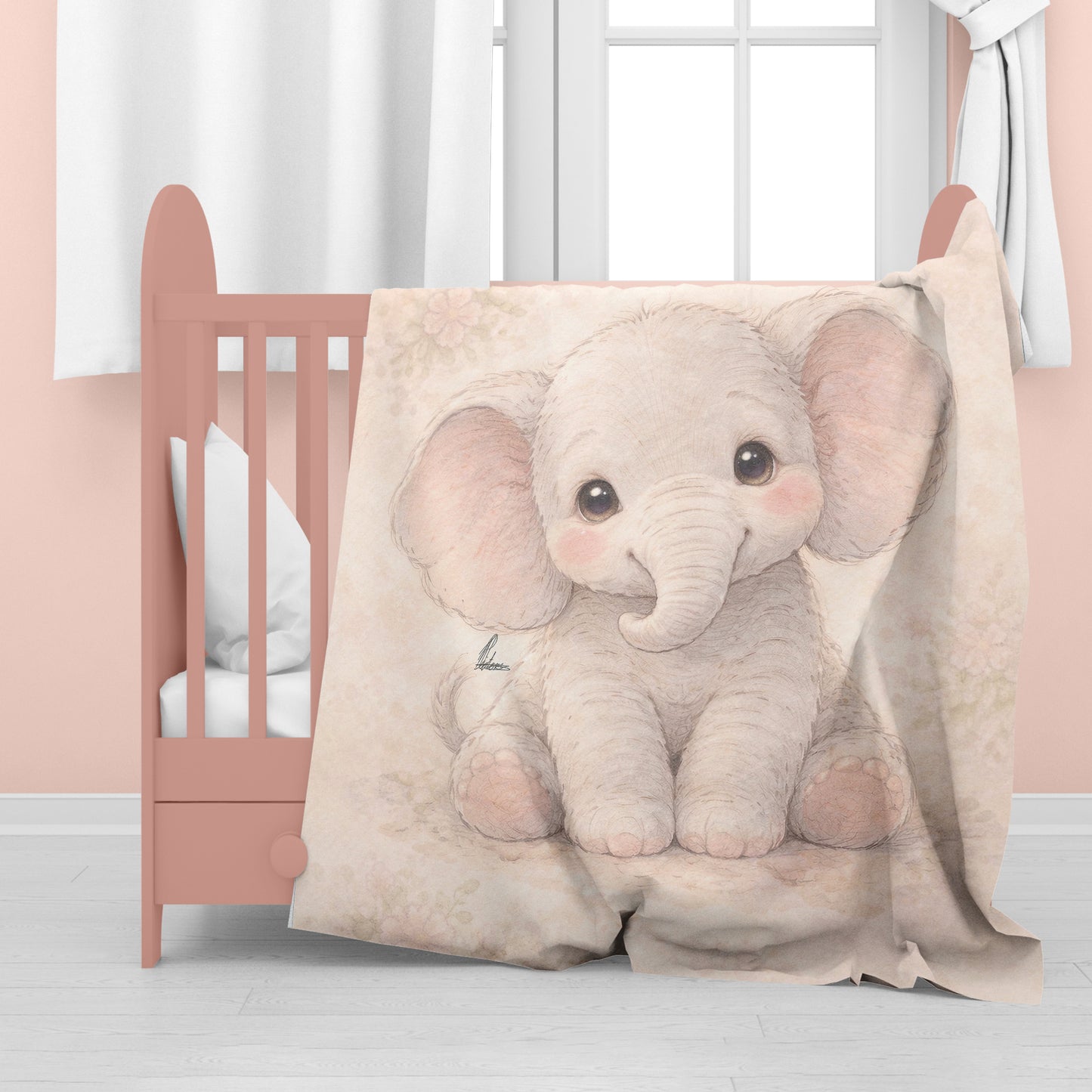 Baby Elephant Watercolor Baby Fleece Blanket by Nathan Pieterse