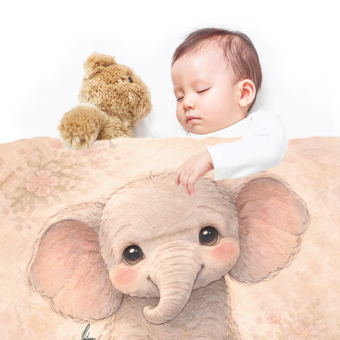 Baby Elephant Watercolor Baby Fleece Blanket by Nathan Pieterse