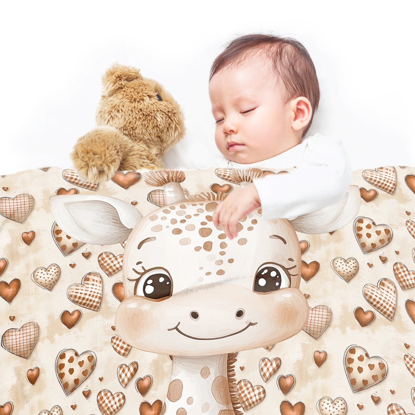 Baby Giraffe Hearts Baby Fleece Blanket by Mark van Vuuren