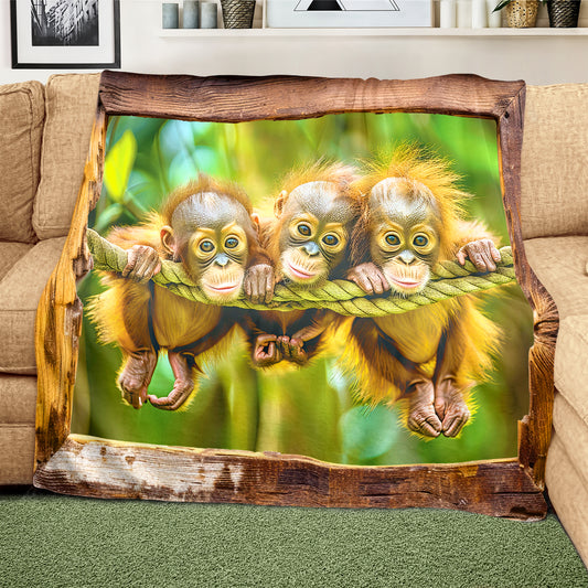 Baby Orangutang Light Weight Fleece Blanket