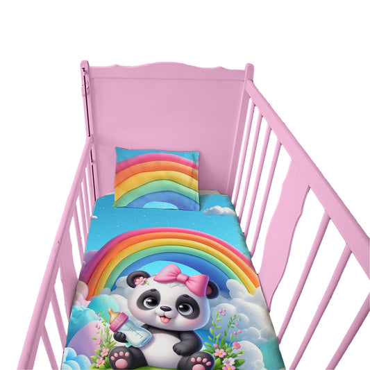 Baby Panda under Rainbow Cot Set