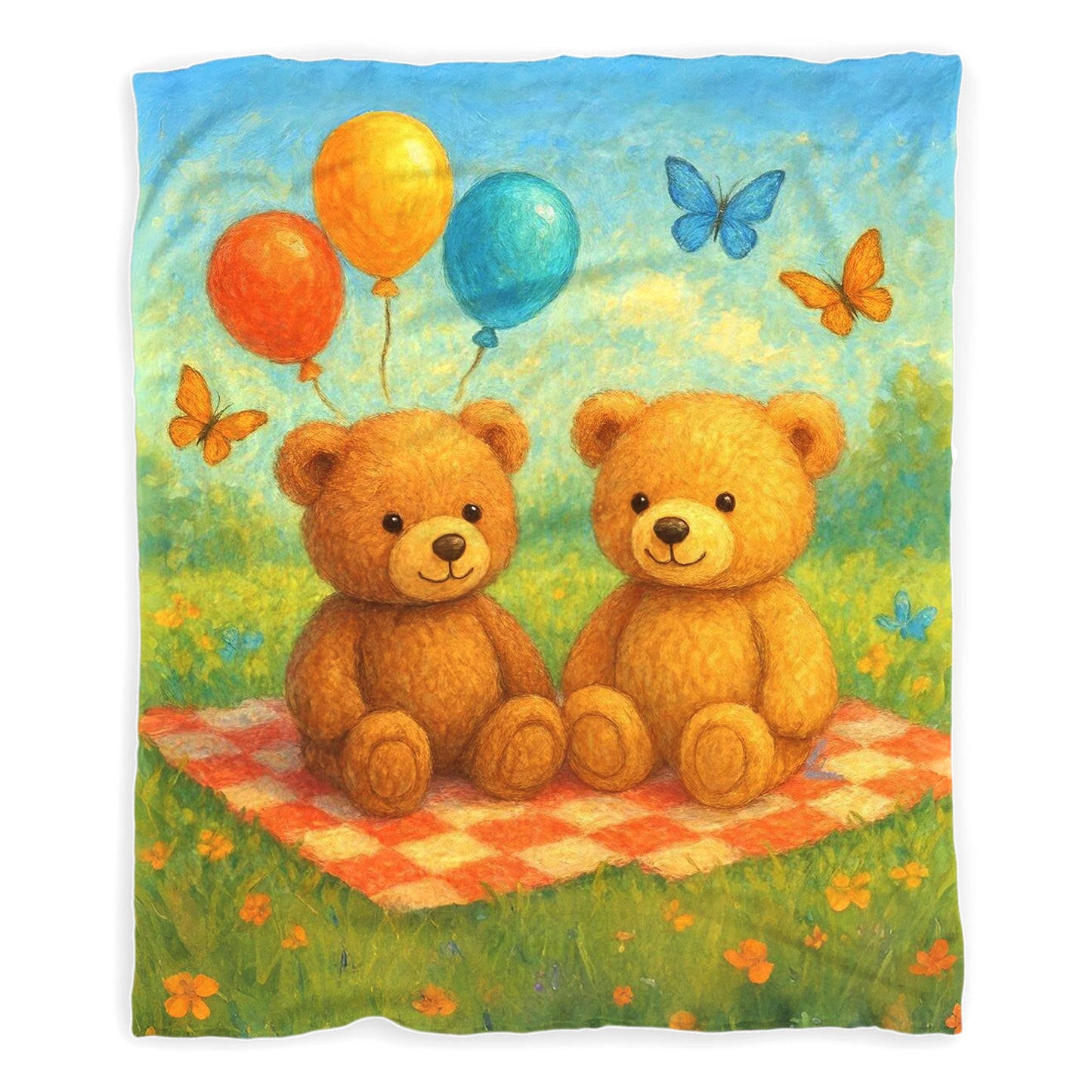 Baby Teddy Bear Picnic Minky Blanket by Nathan Pieterse
