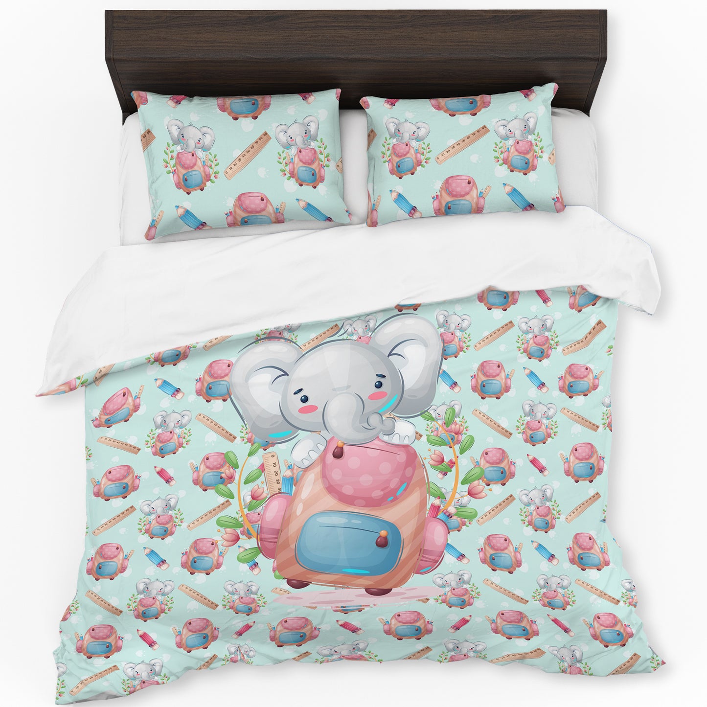 Backpack Baby Elephant Kids Duvet Cover Set