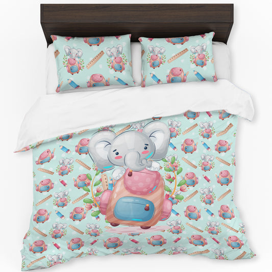 Backpack Baby Elephant Kids Duvet Cover Set