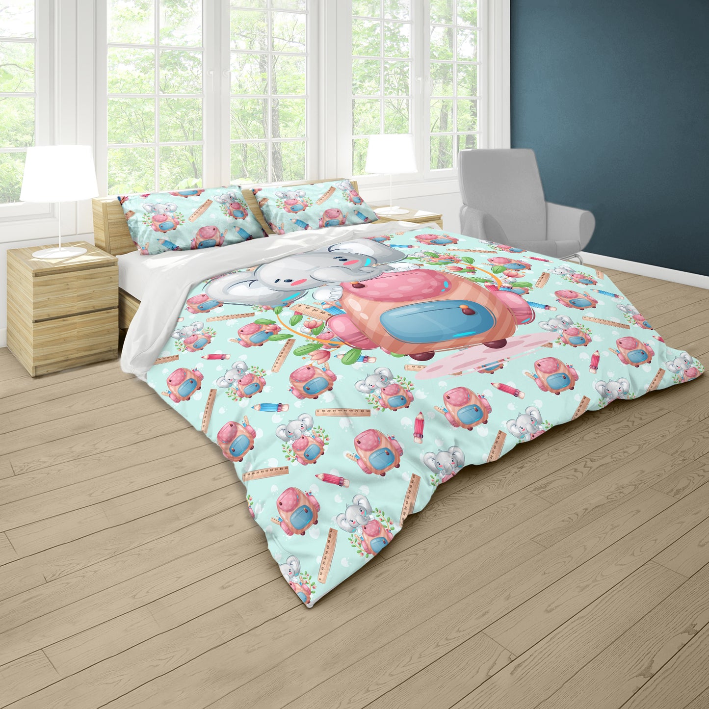 Backpack Baby Elephant Kids Duvet Cover Set