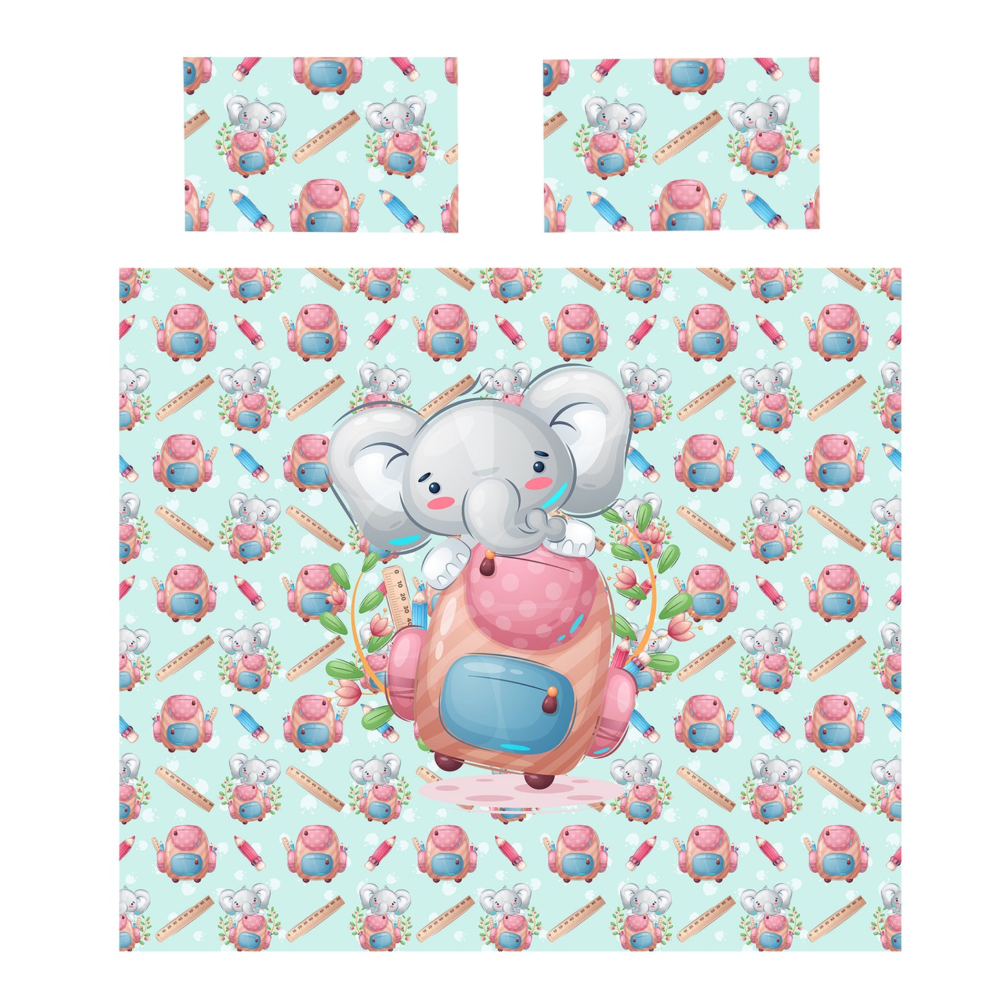 Backpack Baby Elephant Kids Duvet Cover Set