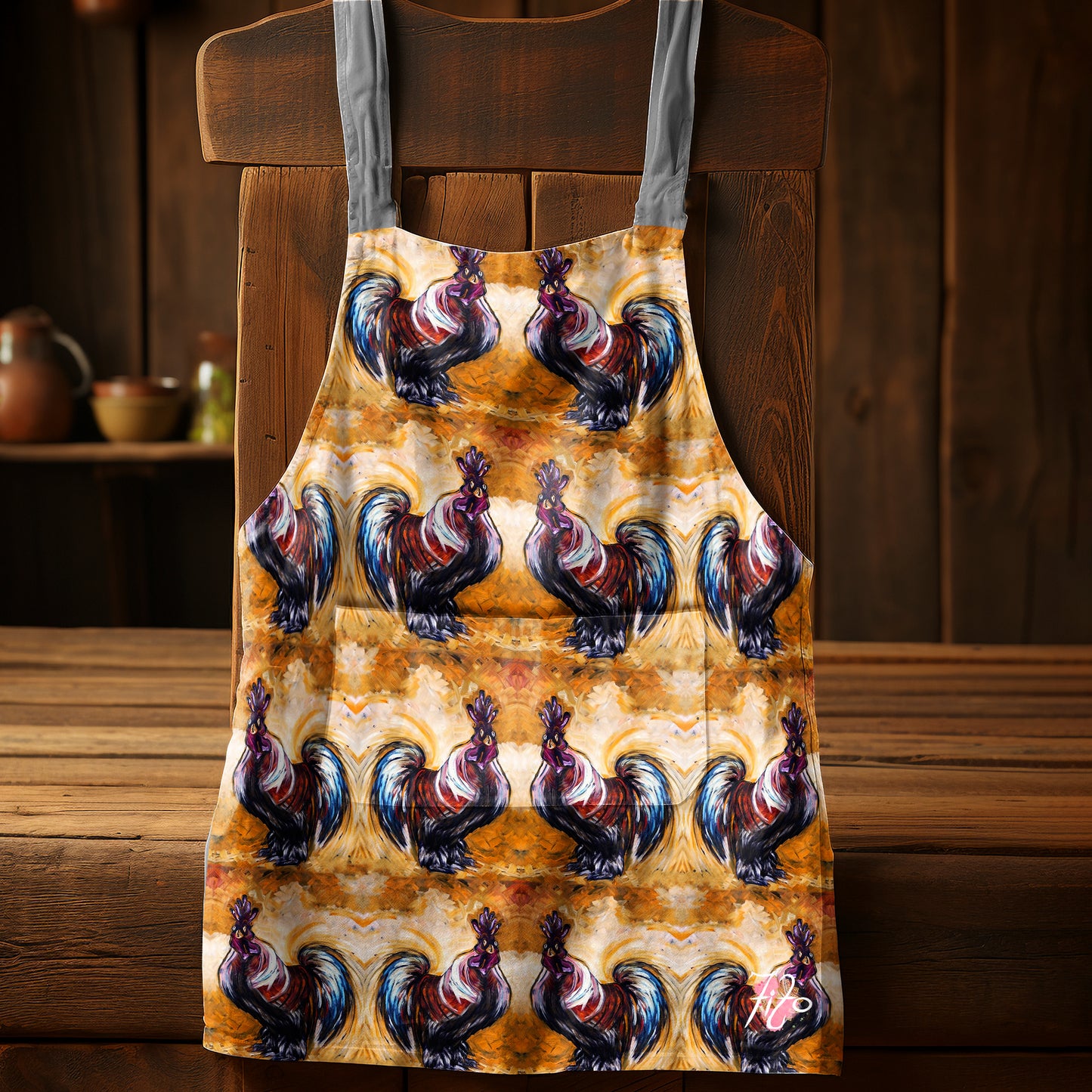 Bantam Rooster Pattern by Fifo Medium Length Apron