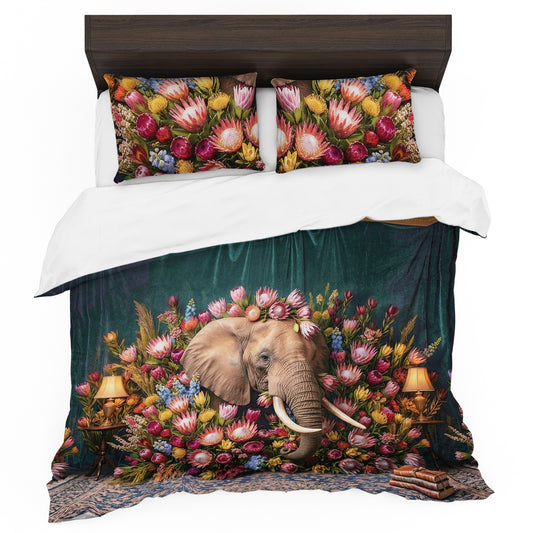 Baroque Elephant & King Protea Duvet Cover Set