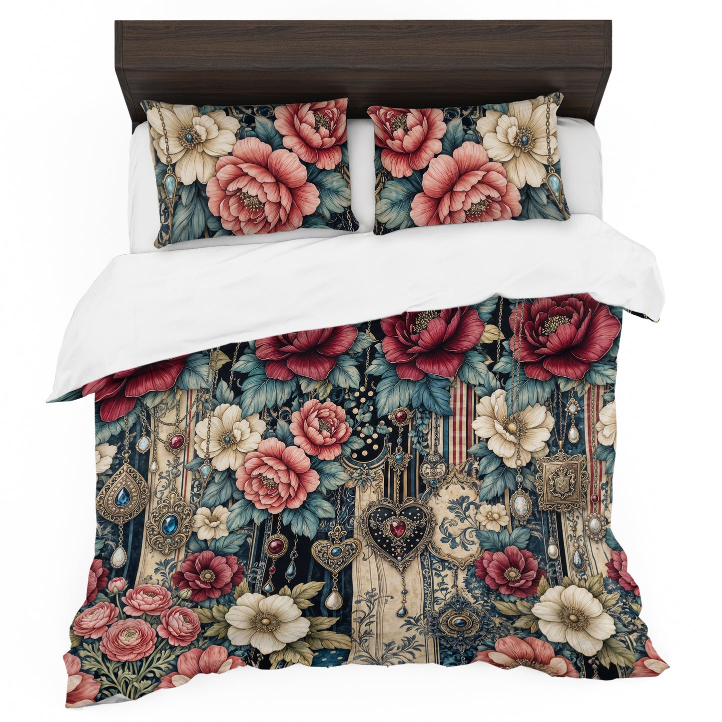 Baroque Jewelry Floaral Duvet Cover Set