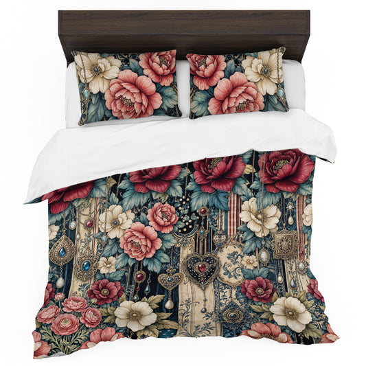 Baroque Jewelry Floaral Duvet Cover Set