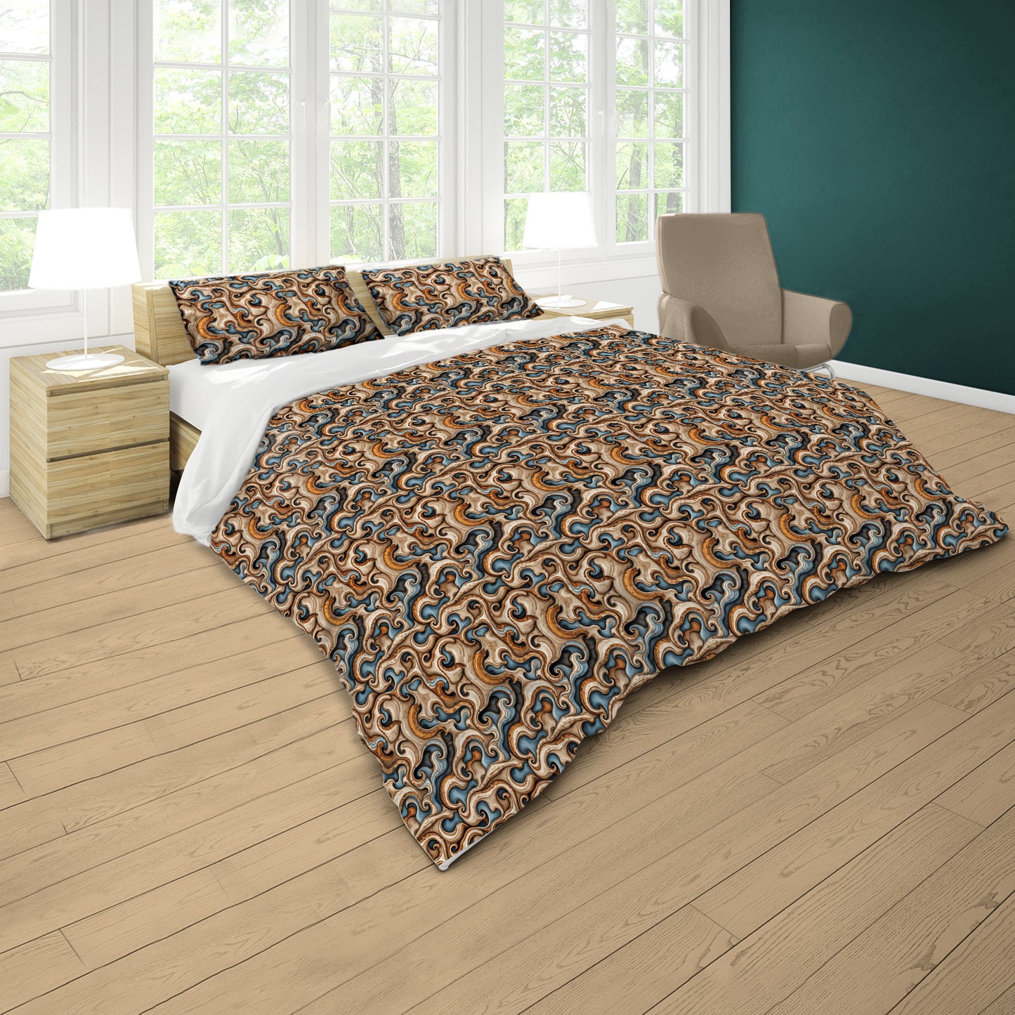 Baroque Marble Motif Duvet Cover Set