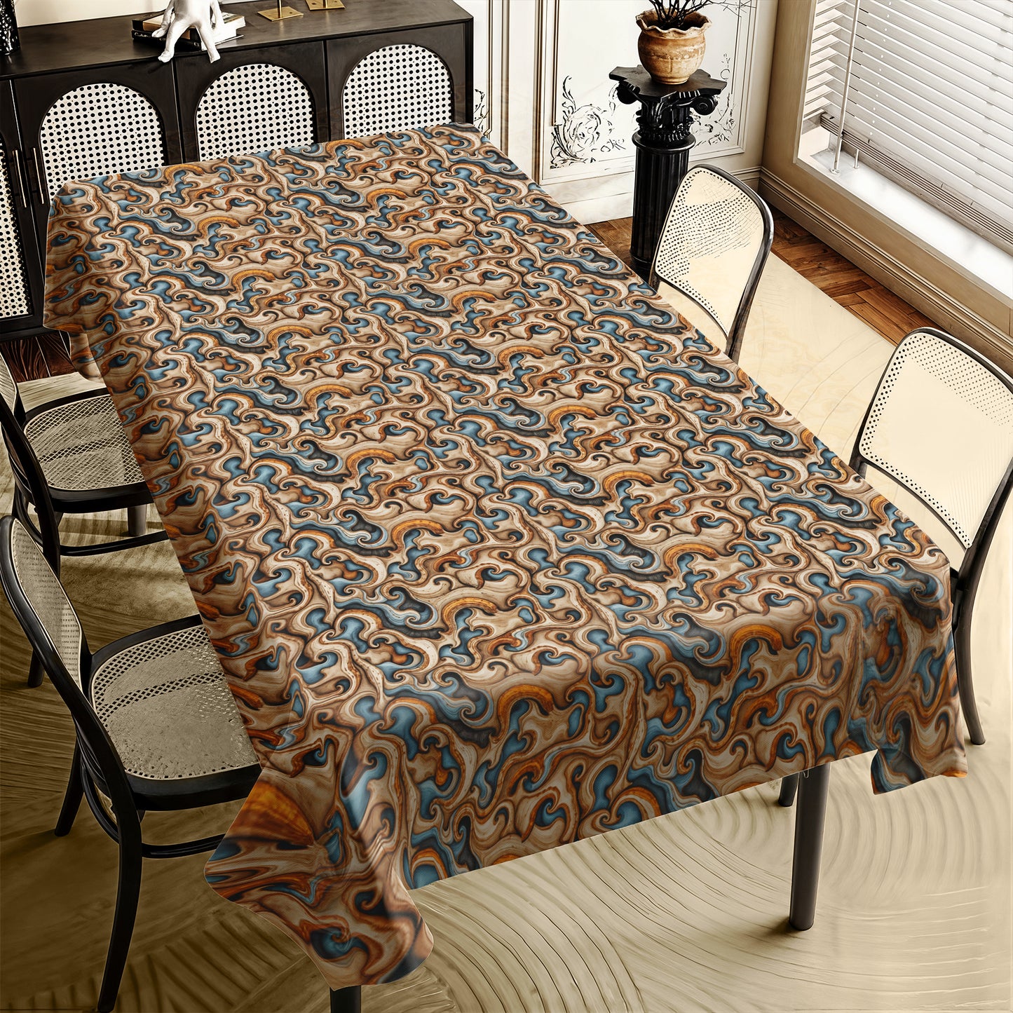 Baroque Marble Motif Rectangle Tablecloth