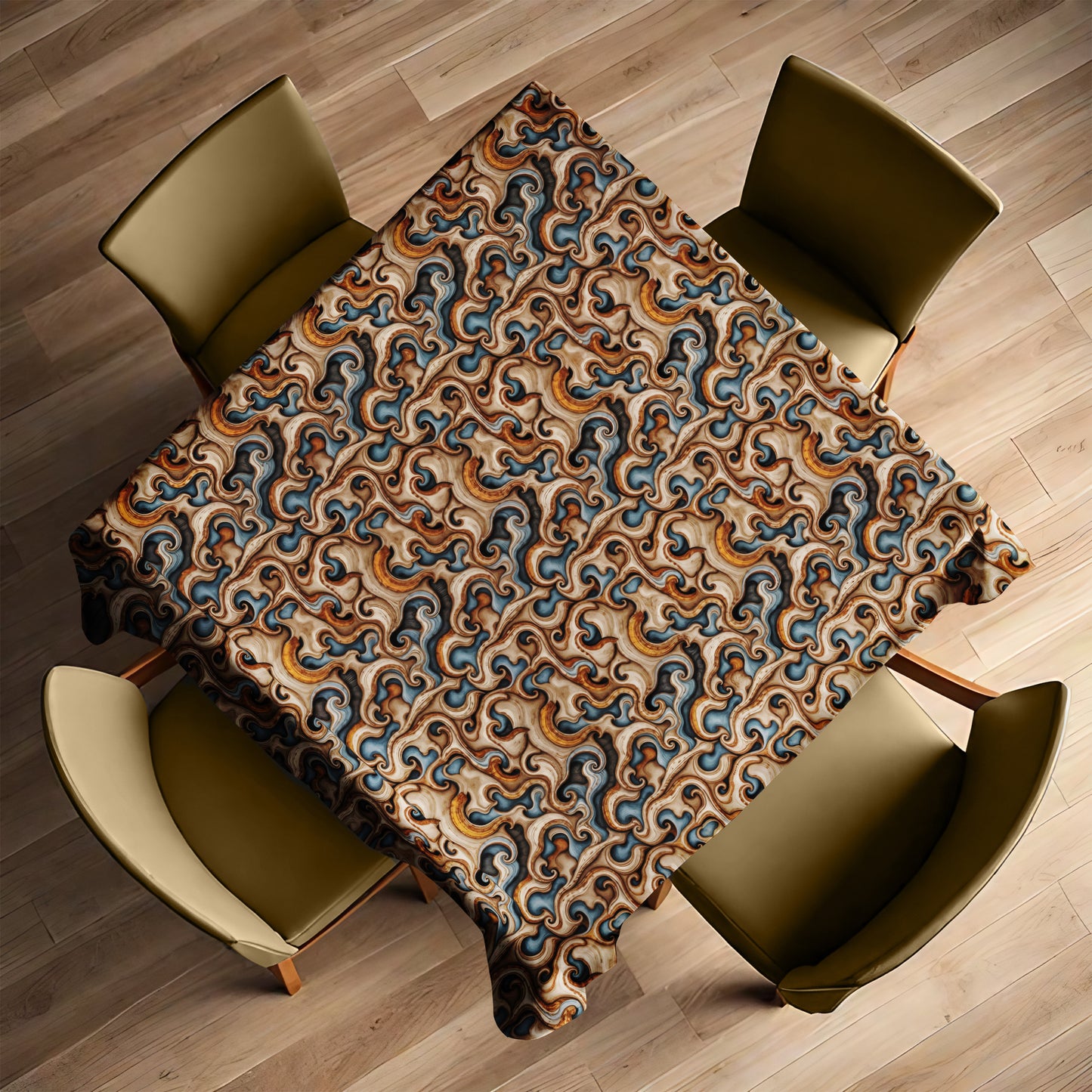Baroque Marble Motif Square Tablecloth