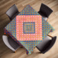 Barriers In Bloom Pink and Blue Square Tablecloth