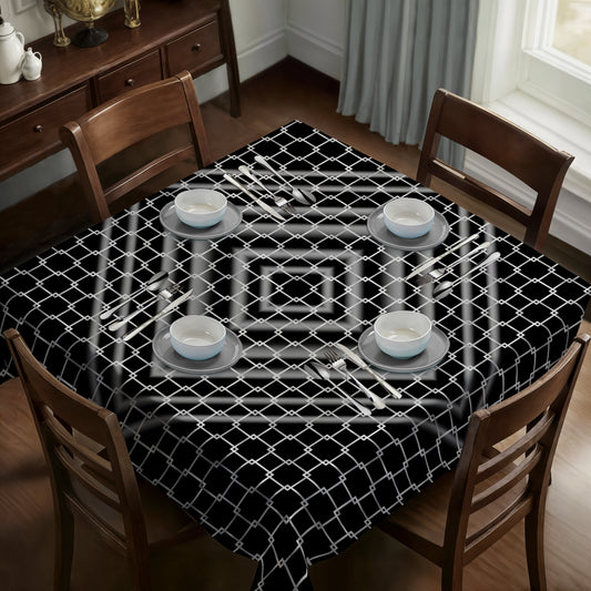 Barriers In Bloom Black And Grey Square Tablecloth