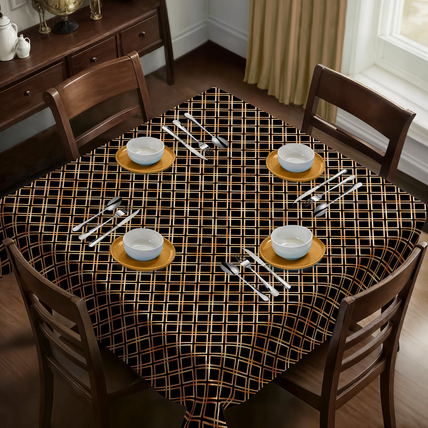 Barriers In Bloom Black Square Tablecloth