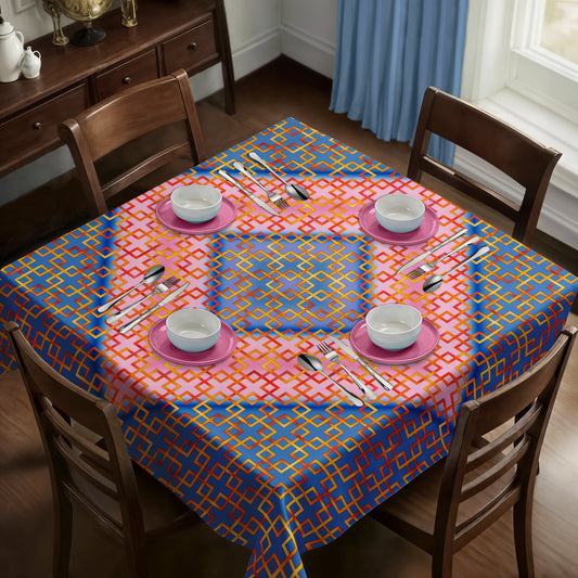 Barriers In Bloom Pink and Blue Square Tablecloth
