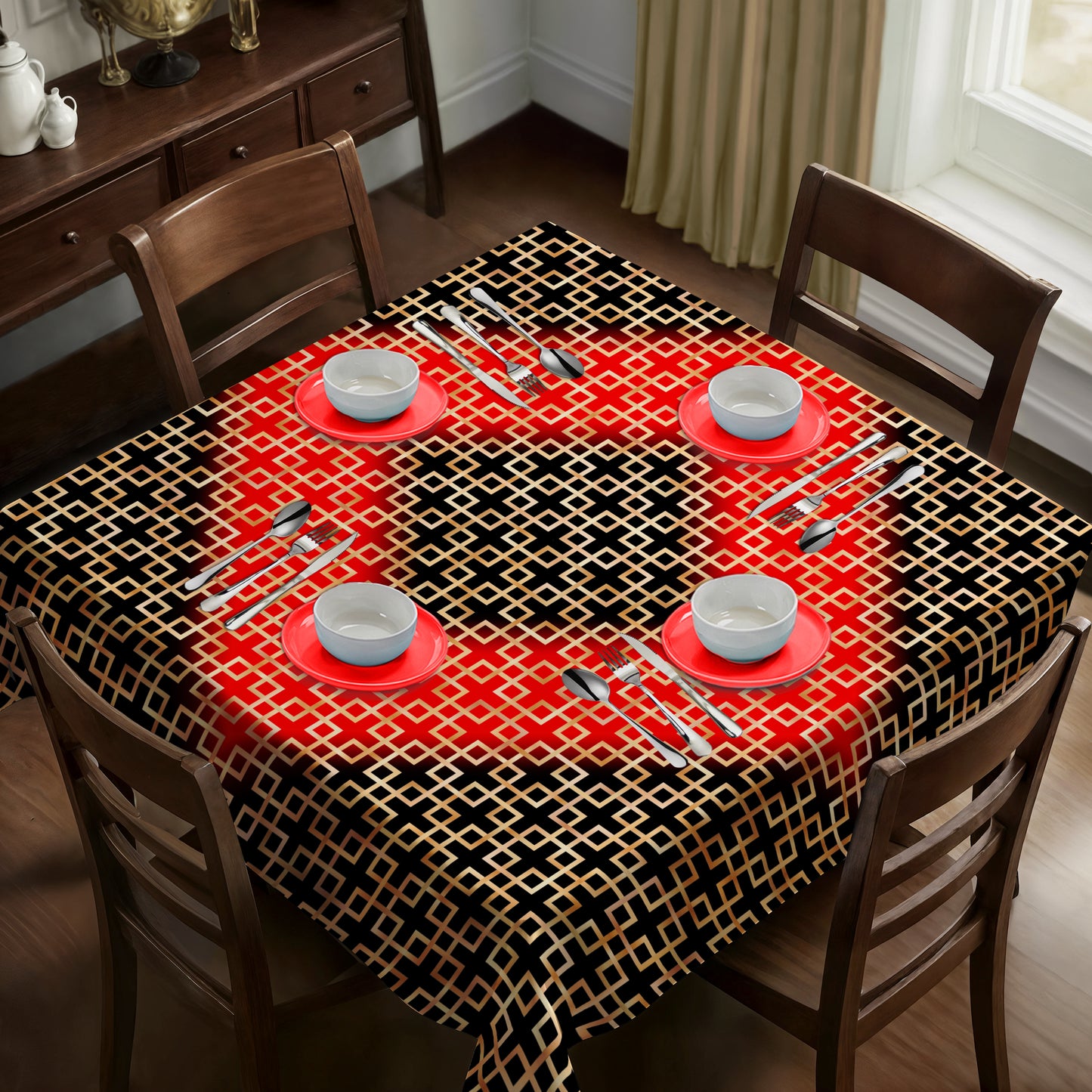 Barriers In Bloom Red Focus Square Tablecloth