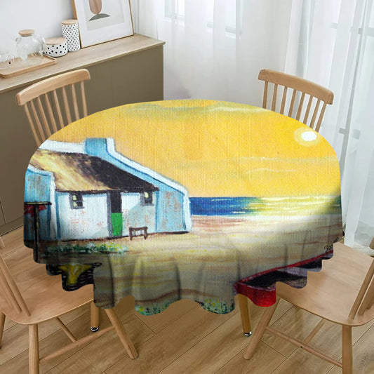 Beachfront Building Round Tablecloth By Marthie Potgieter