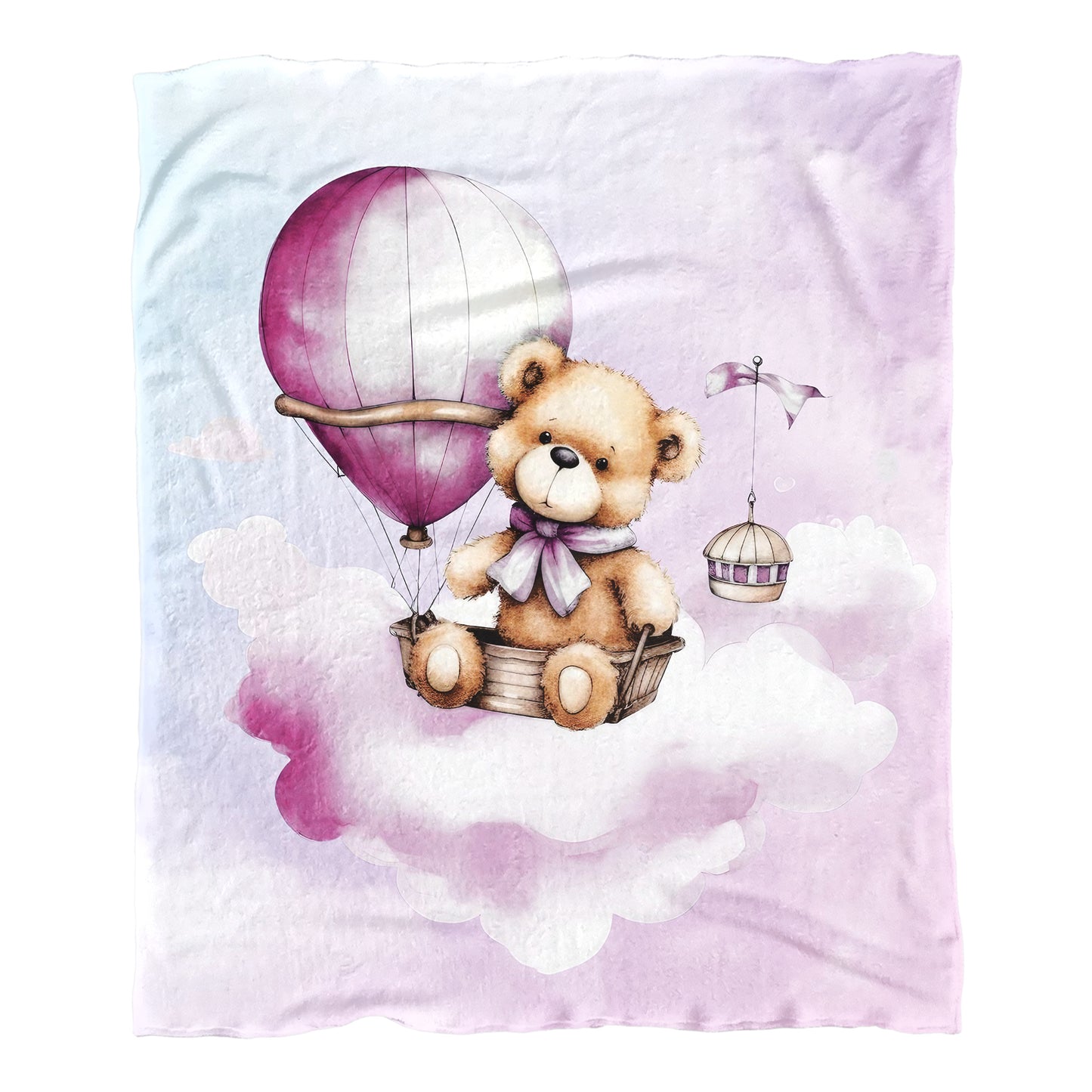 Bear on a Cloud Pink Minky Blanket
