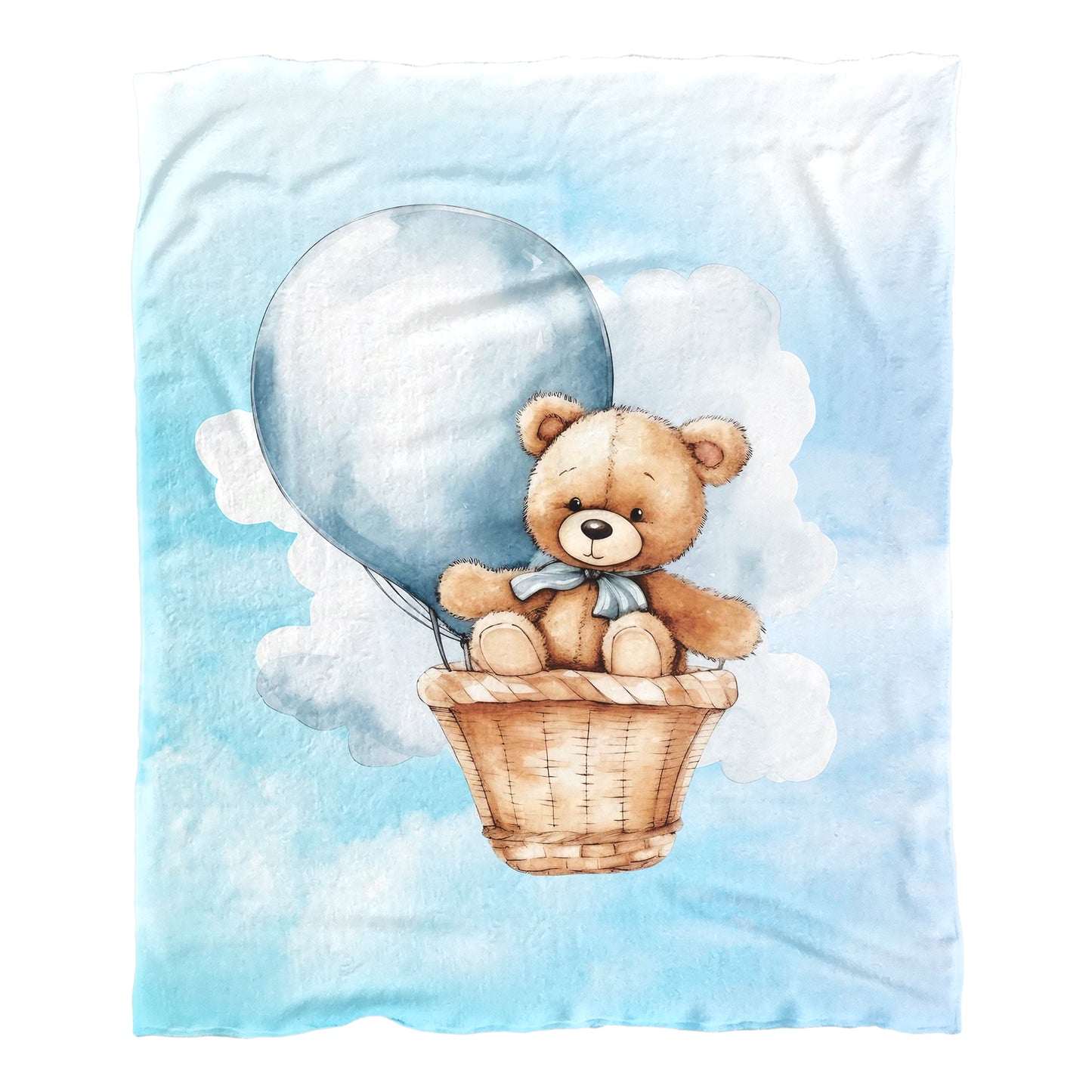 Bear on a Cloud Blue Minky Blanket