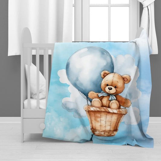 Bear on a Cloud Blue Minky Blanket