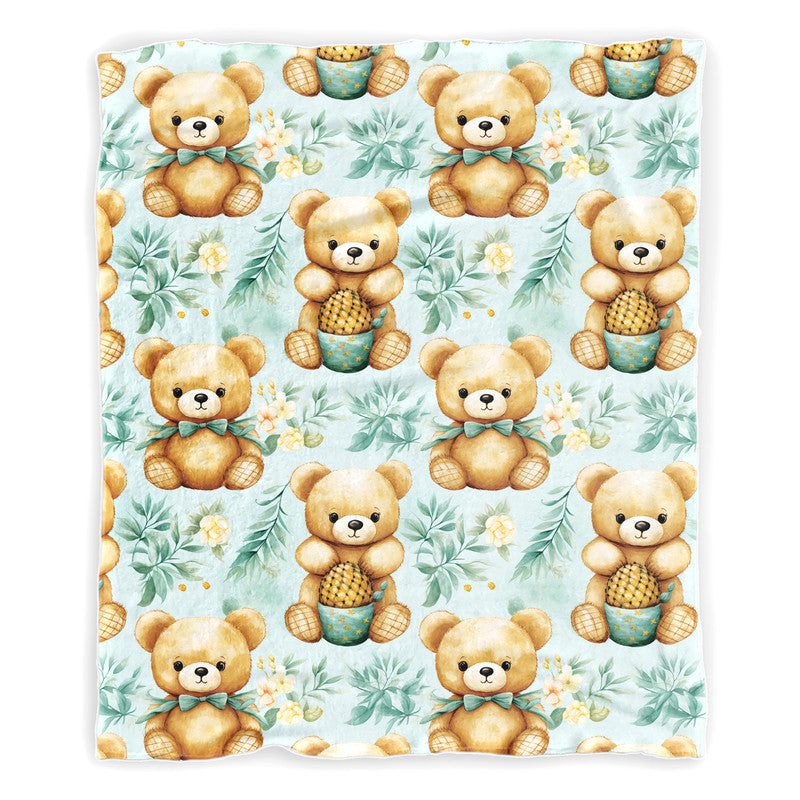 Bears Playing In The Grassland Minky Blanket